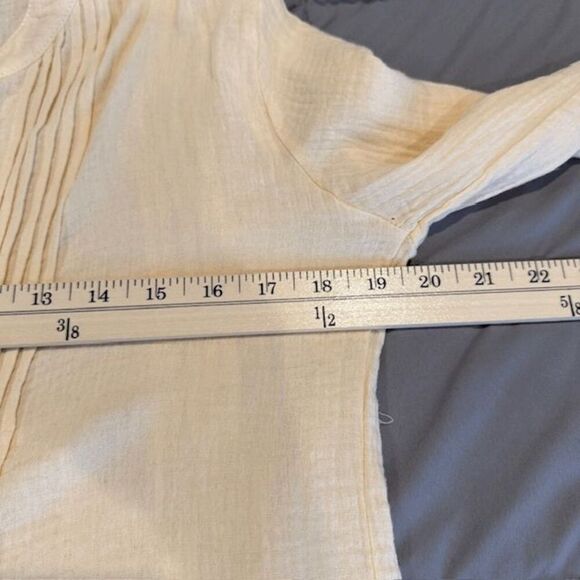 NWT R.Vivimos Tunic Dress Linen Buttons Long Sleeve Mini Ecru Beige Size Medium - Picture 7 of 10